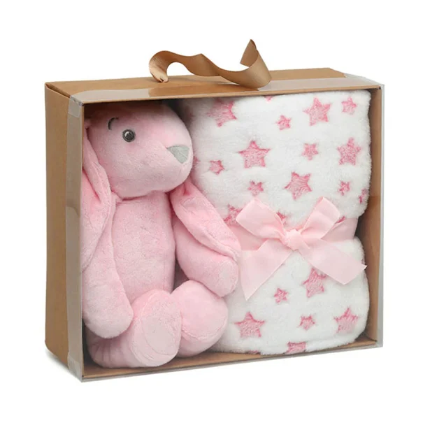 Κουβέρτα Fleece Αγκαλιάς (100x100) + Λούτρινο Kiokids 5846 Ροζ