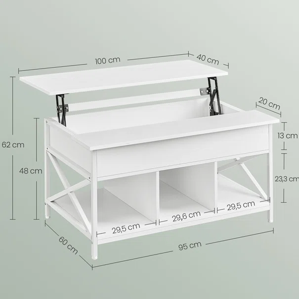 Τραπέζι Σαλονιού Με Σερβιτόρο & 3 Ράφια (100x60x48) Vasagle LCT205W46V1