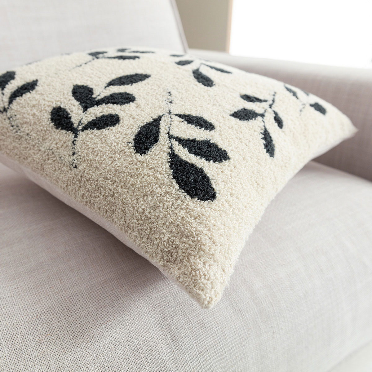 Διακοσμητική Μαξιλαροθήκη Μπουκλέ (43x43) Gofis Home Herbal Εκρού/Σκούρο Χακί 705/05