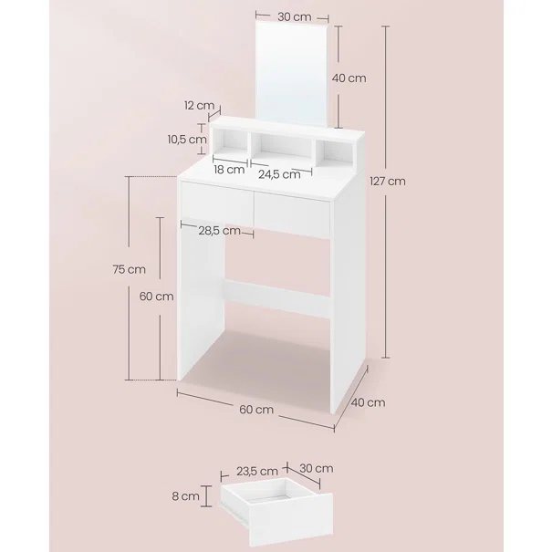 Μπουντουάρ Με Καθρέφτη (60x40x127) Vasagle RDT103W01