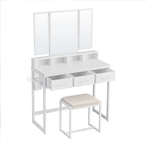 Μπουντουάρ Με Καθρέφτη & Σκαμπό (90x40x141) Vasagle RVT004W14V1