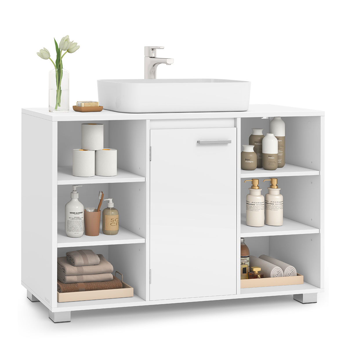 Ντουλάπι Νιπτήρα Μπάνιου Με Ράφι (90x30x60) Vasagle BBK507W01