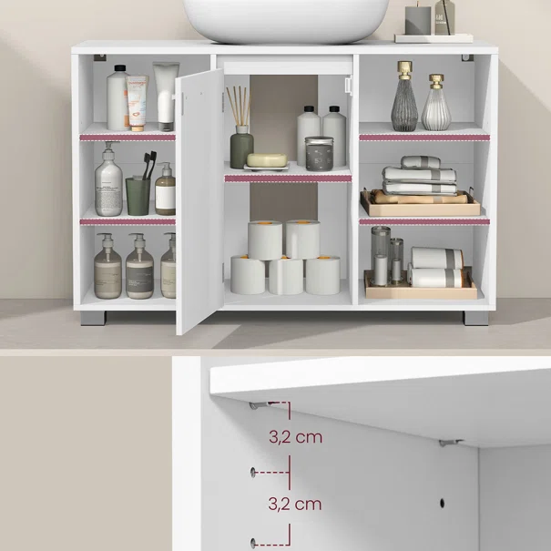 Ντουλάπι Νιπτήρα Μπάνιου Με Ράφι (90x30x60) Vasagle BBK507W01