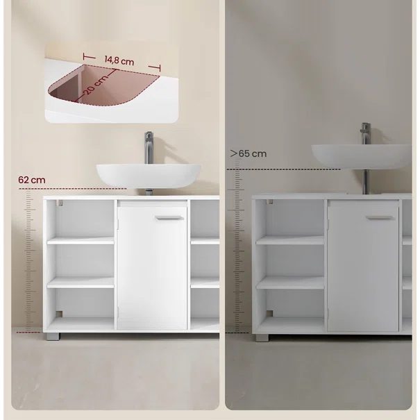 Ντουλάπι Νιπτήρα Μπάνιου Με Ράφι (90x30x60) Vasagle BBK507W01