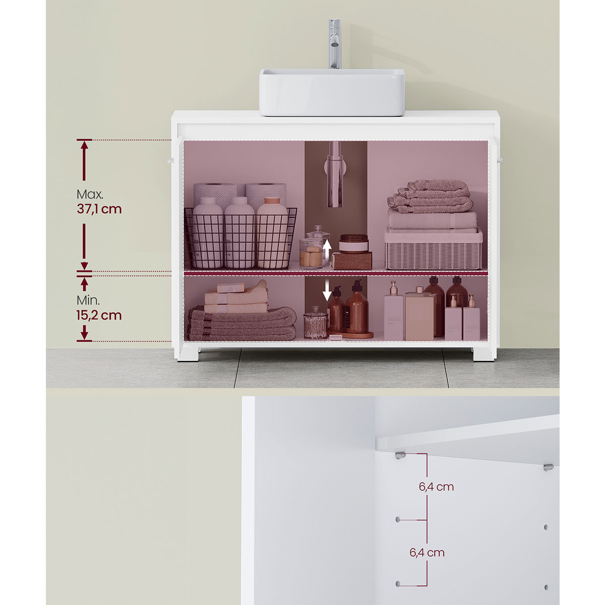Ντουλάπι Νιπτήρα Μπάνιου (80X30X60) Vasagle Bbk515W01 Μπάνιο Έπιπλα Ντουλάπια & Spitishop