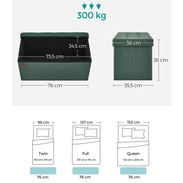 Ταμπουρέ Με Αποθηκευτικό Χώρο (76x38x38) Songmics LSF047C51