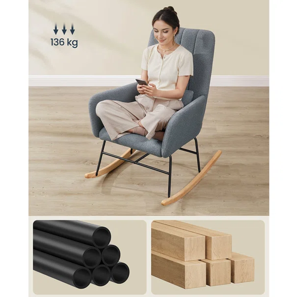 Κουνιστή Πολυθρόνα Μπουκλέ (89.5x67.5x106) Songmics LYY500GN01