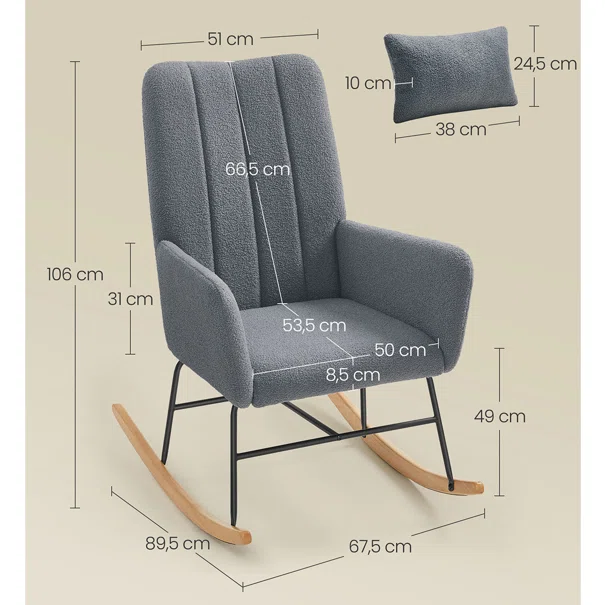 Κουνιστή Πολυθρόνα Μπουκλέ (89.5x67.5x106) Songmics LYY500GN01