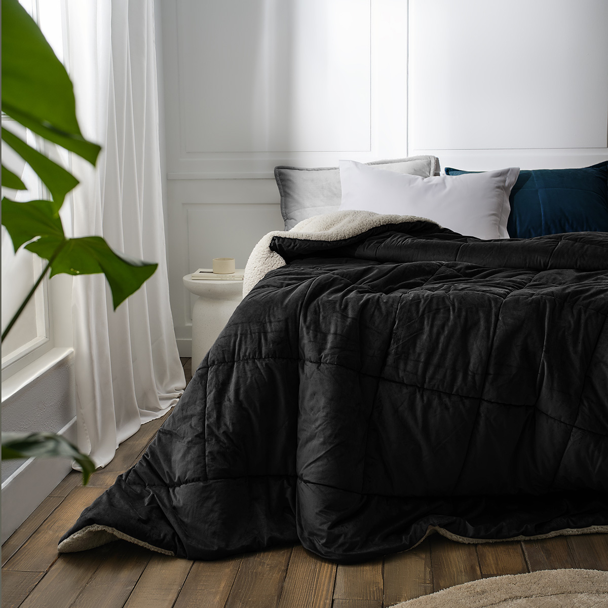 Κουβερτοπάπλωμα Υπέρδιπλο (220x240) Gofis Home Teddy Graphite Black 407/45