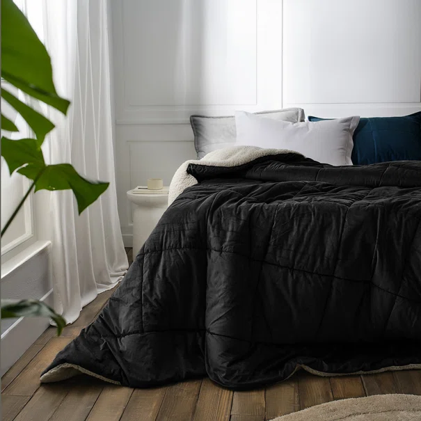 Κουβερτοπάπλωμα Υπέρδιπλο (220x240) Gofis Home Teddy Graphite Black 407/45