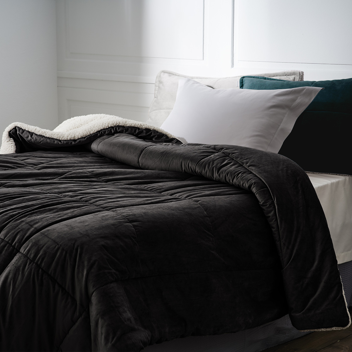 Κουβερτοπάπλωμα Υπέρδιπλο (220X240) Gofis Home Teddy Graphite Black 407 45 Λευκά Είδη Κρεβατοκάμαρας Παπλώματα Κουβερτοπαπλώματα Υπέρδιπλα Διπλά 