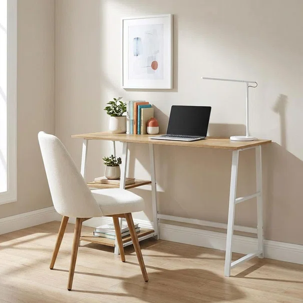 Γραφείο Υπολογιστή Με 2 Ράφια (120x50x73) Spitishop Muse Natural/White