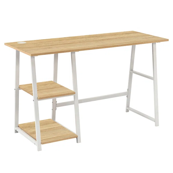 Γραφείο Υπολογιστή Με 2 Ράφια (120x50x73) Spitishop Muse Natural/White