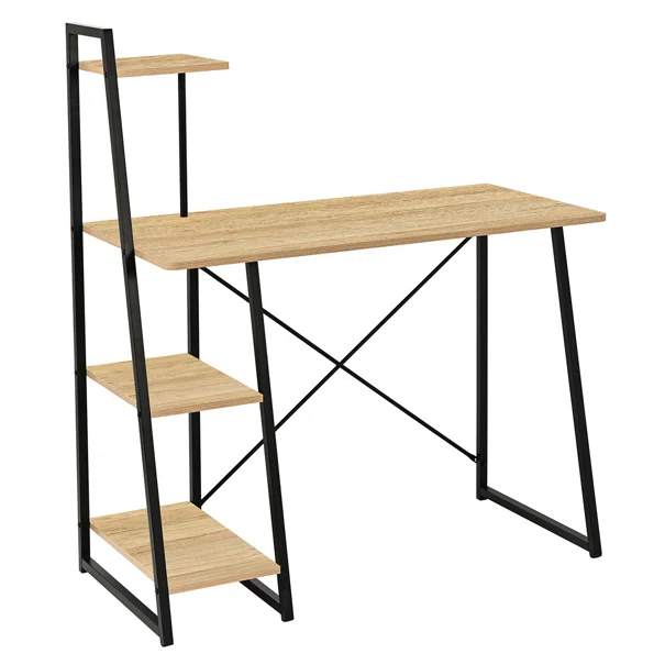 Γραφείο Με 3 Ράφια (102x50x117) Spitishop Vivo Natural/Black