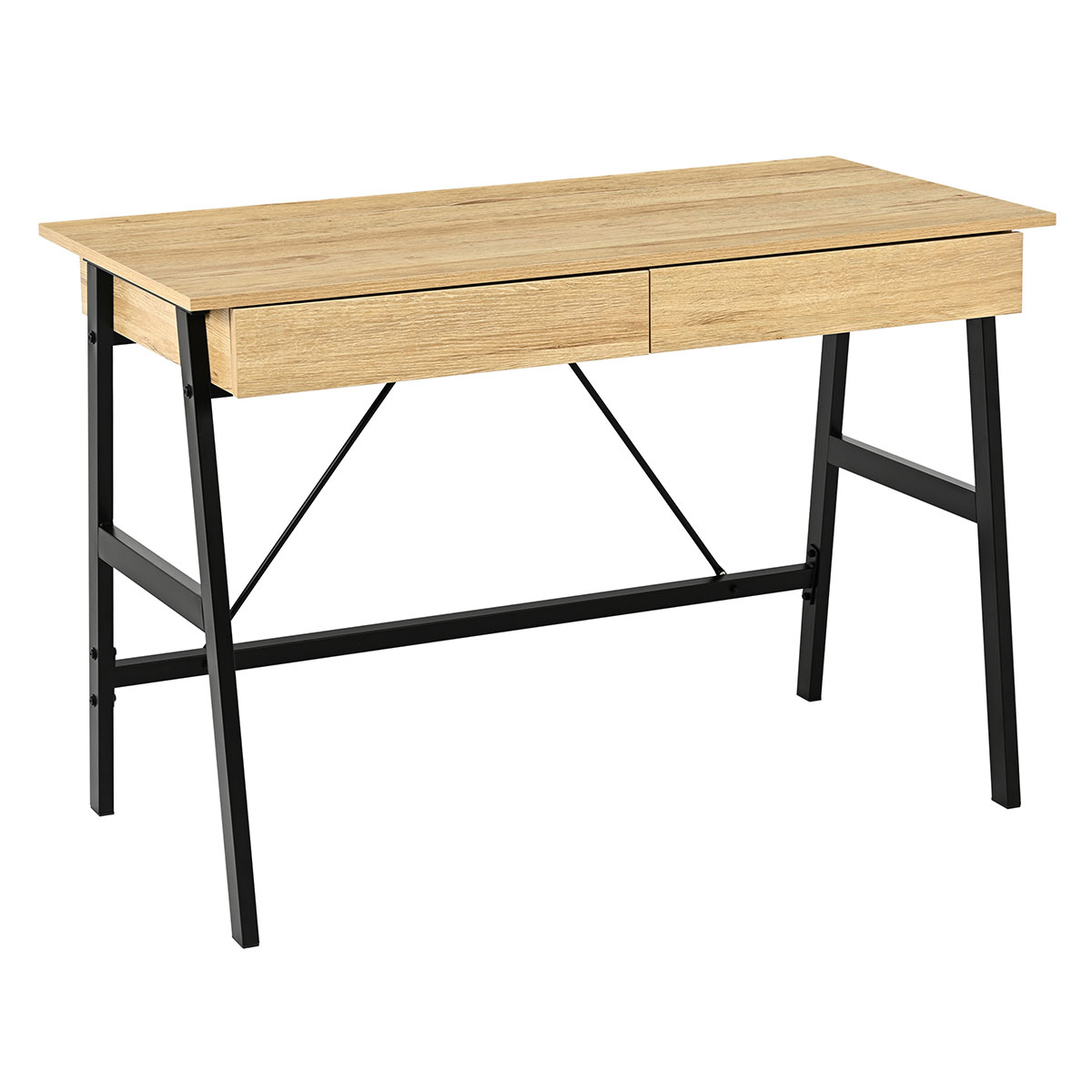 Γραφείο Με 2 Συρτάρια & Ντουλάπι (110x55x75) Spitishop Vivo Natural/Black