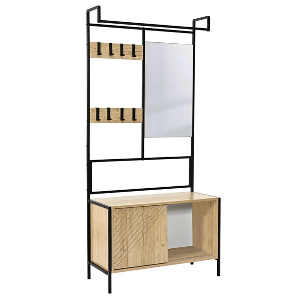 Έπιπλο Εισόδου Με Καθρέφτη (80x35x172) Spitishop Nobile Natural