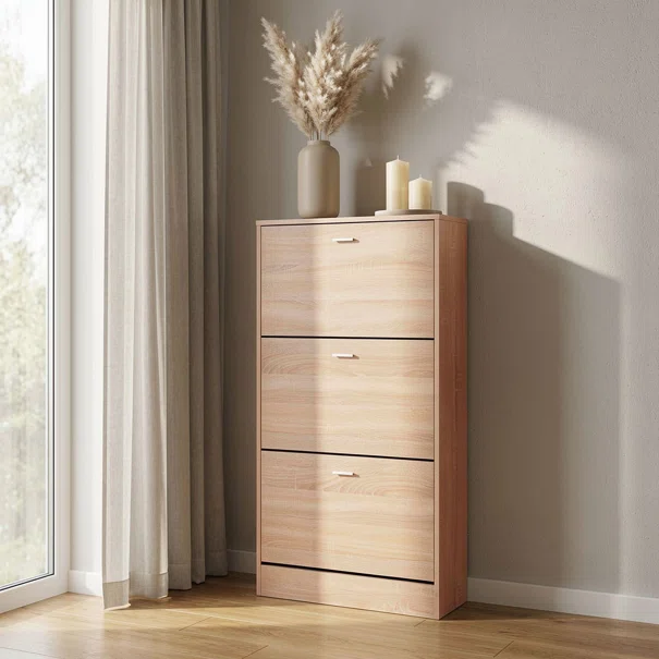 Παπουτσοθήκη Με 3 Ράφια/18 Θέσεων (63x24x120) Spitishop Slimline Natural