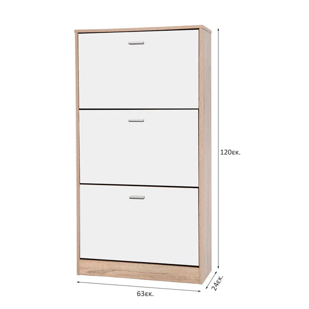 Παπουτσοθήκη Με 3 Ράφια/18 Θέσεων (63x24x120) Spitishop Slimline Natural/White