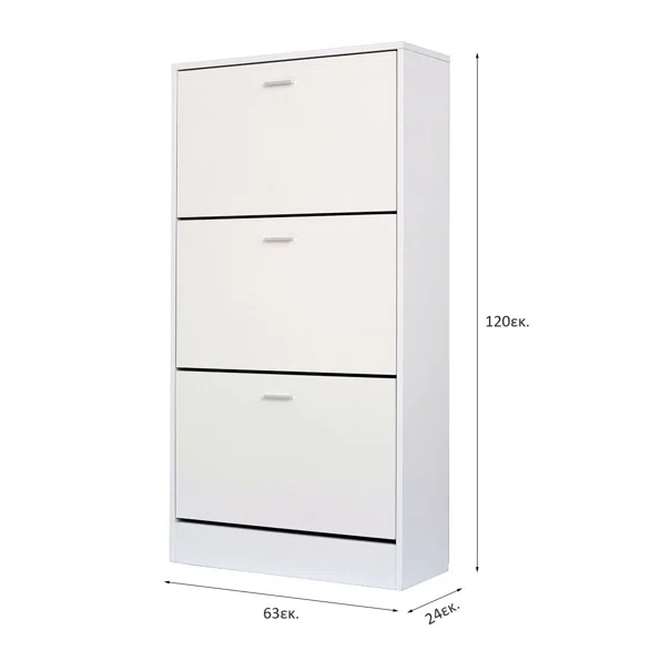 Παπουτσοθήκη Με 3 Ράφια/18 Θέσεων (63x24x120) Spitishop Slimline White