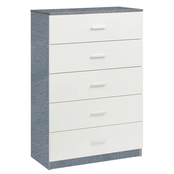 Συρταριέρα 5 Θέσεων (70x35x108) Spitishop Dama White/Cement