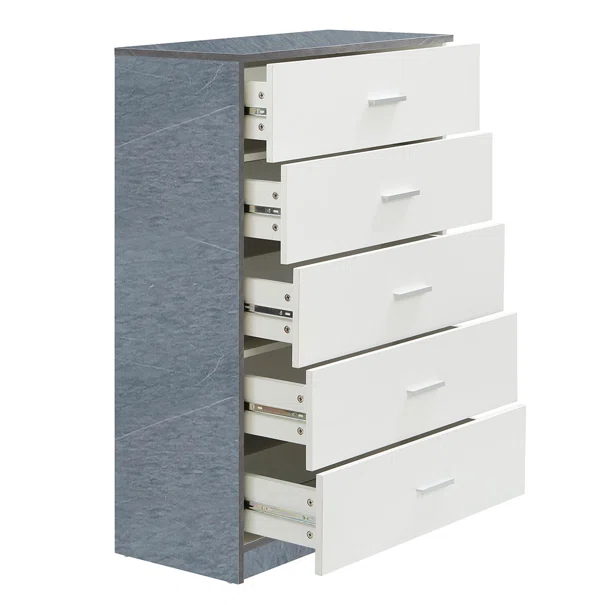 Συρταριέρα 5 Θέσεων (70x35x108) Spitishop Dama White/Cement