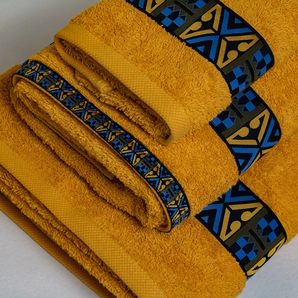 Πετσέτες Μπάνιου (Σετ 3τμχ) White Fabric Perrin Yellow 600gsm
