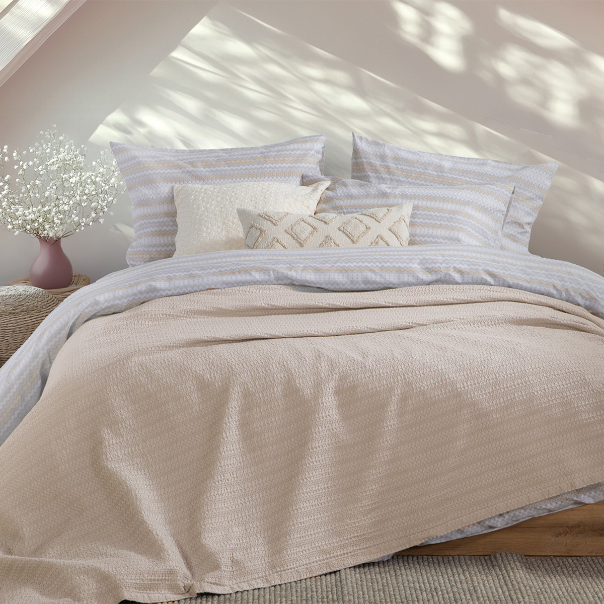 Κουβέρτα Πικέ Μονή (160x240) Nef-Nef Homeware Cool Sand