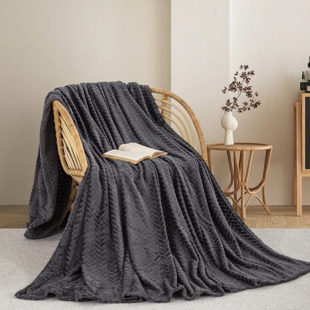 Κουβέρτα Fleece Ημίδιπλη (180x240) AdamHome 550 D.Grey