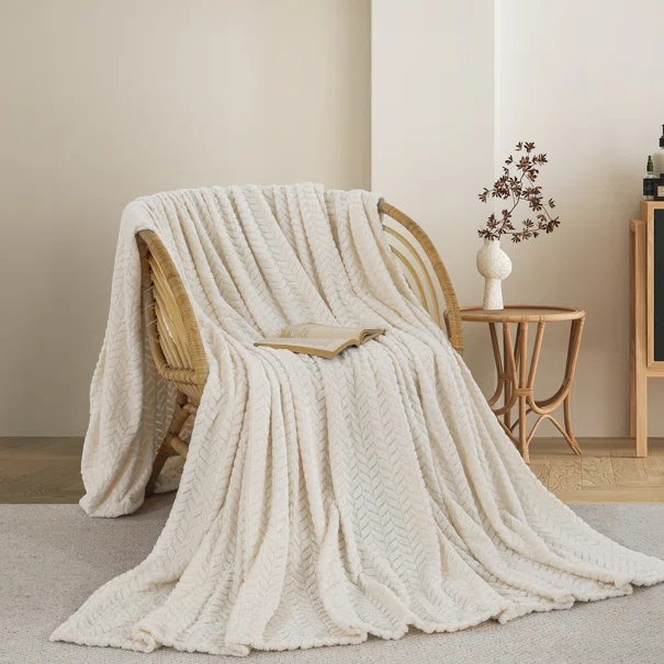 Κουβέρτα Fleece Υπέρδιπλη (220x240) AdamHome 550 Ecru
