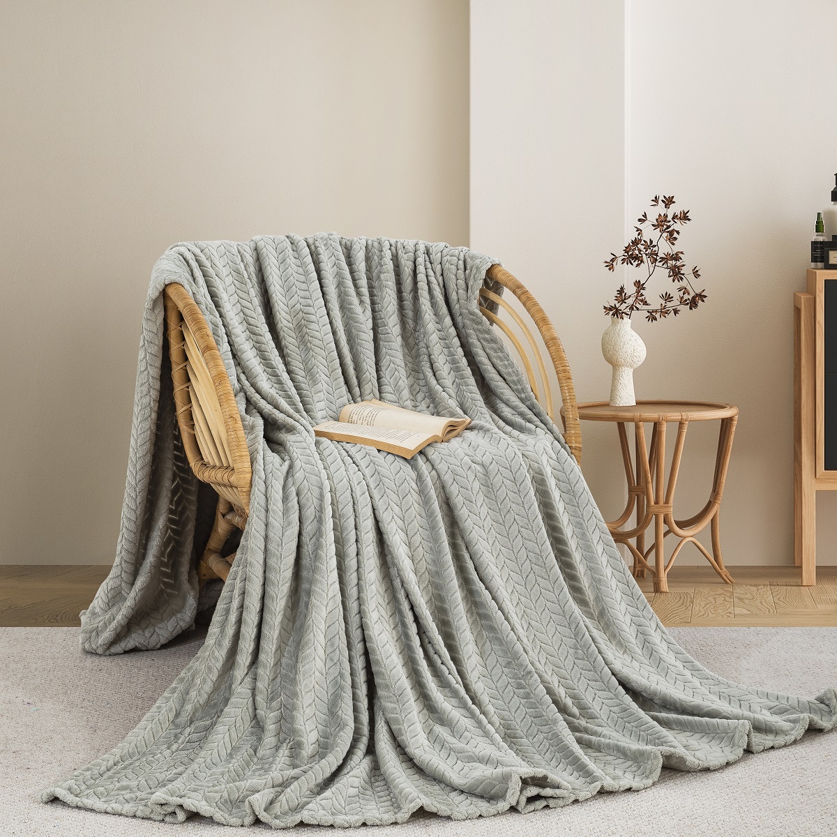 Κουβέρτα Fleece Υπέρδιπλη (220x240) AdamHome 550 Olive Green