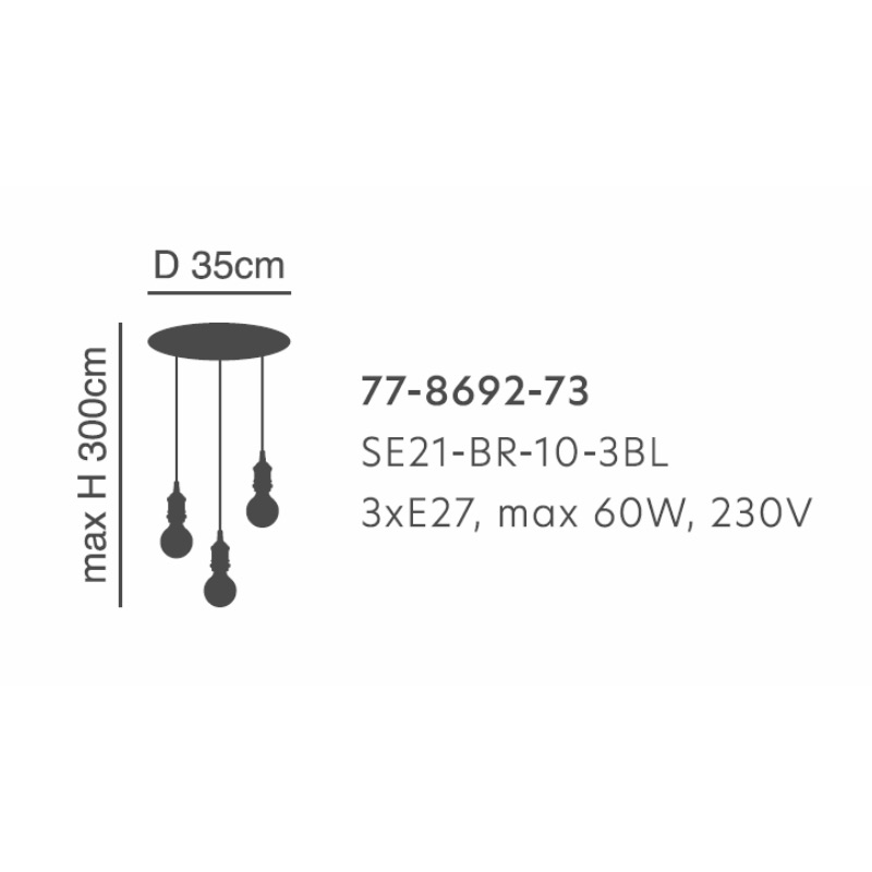 Φωτιστικό Οροφής Τρίφωτο Homelighting Magnum 77-8692 Bronze Φωτιστικά Κρεμαστά Spitishop
