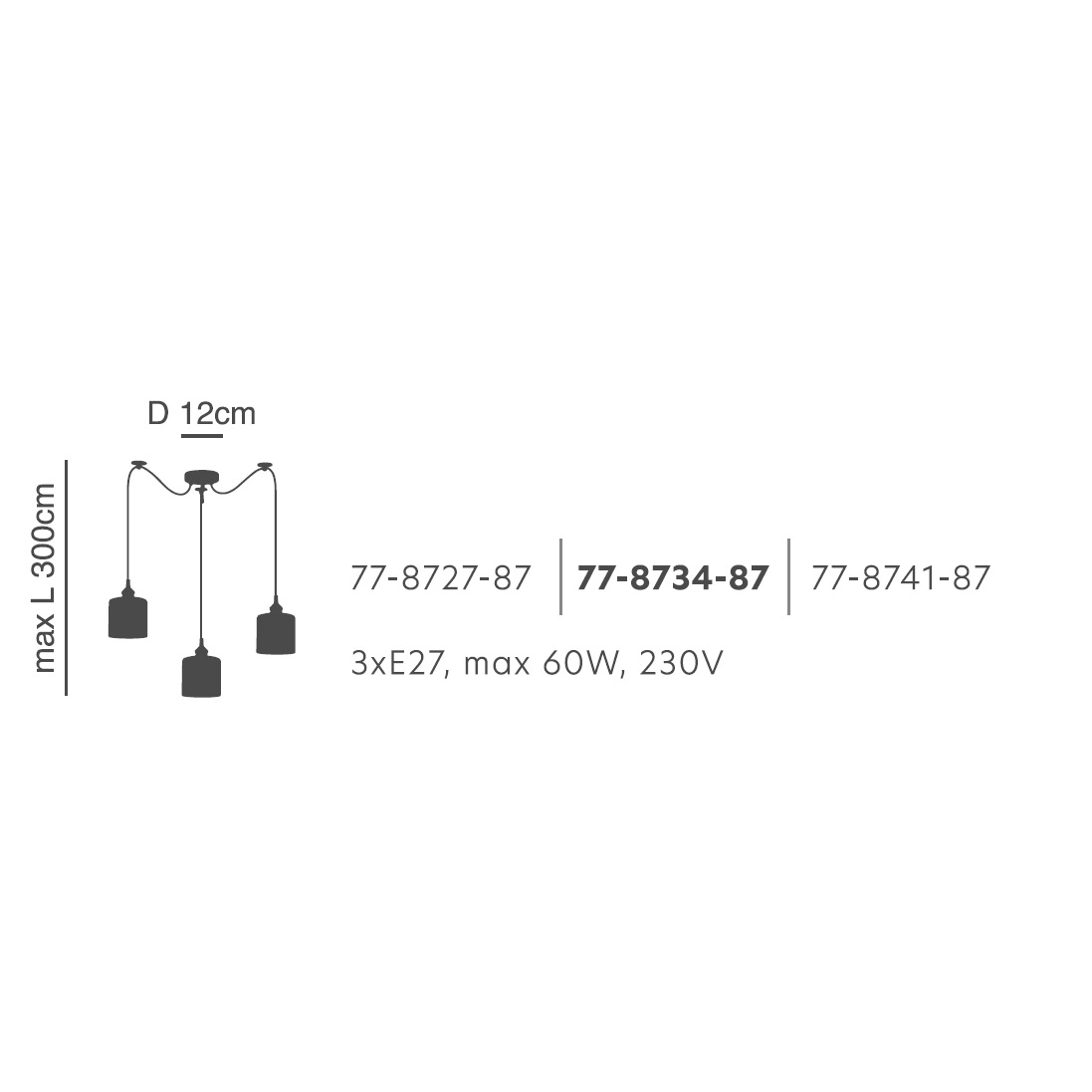 Φωτιστικό Οροφής Τρίφωτο Homelighting 77-8734 Bronze Grey Φωτιστικά Κρεμαστά Spitishop