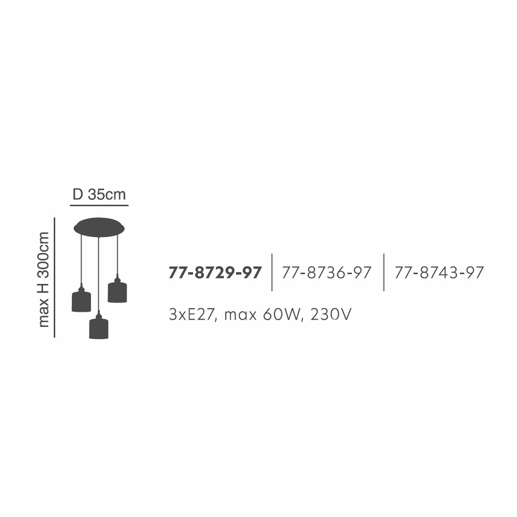 Φωτιστικό Οροφής Τρίφωτο Homelighting 77-8736 Bronze Grey Φωτιστικά Κρεμαστά Spitishop