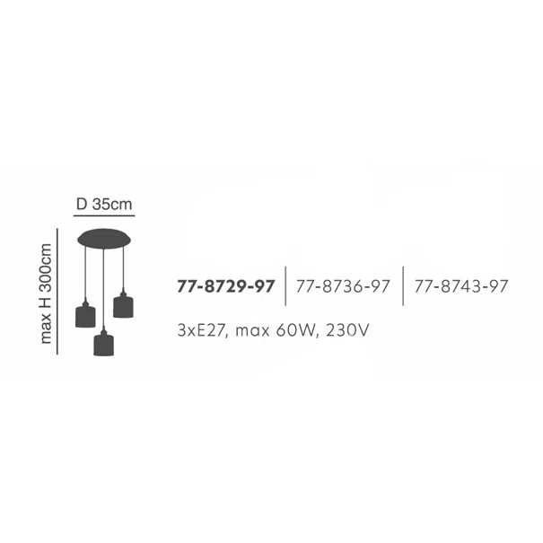 Φωτιστικό Οροφής Τρίφωτο Homelighting 77-8736 Bronze/Grey