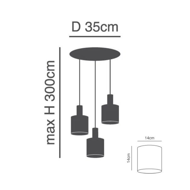 Φωτιστικό Οροφής Τρίφωτο Homelighting Magnum Flex Shade 77-9030