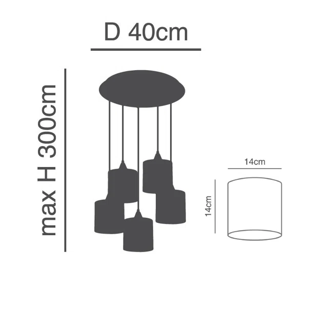 Φωτιστικό Οροφής Πολύφωτο Homelighting Magnum Flex Shade 77-9034