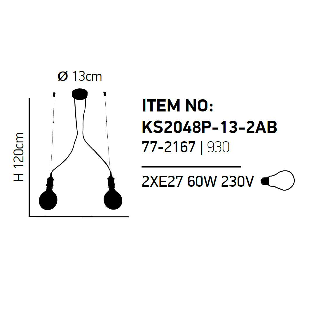 Φωτιστικό Οροφής Δίφωτο Homelighting Magnum 77-2167 Bronze Φωτιστικά Κρεμαστά Spitishop