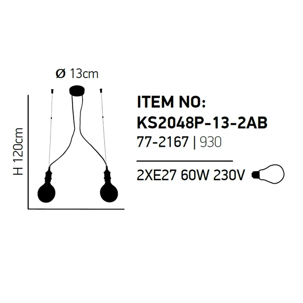 Φωτιστικό Οροφής Δίφωτο Homelighting Magnum 77-2167 Bronze