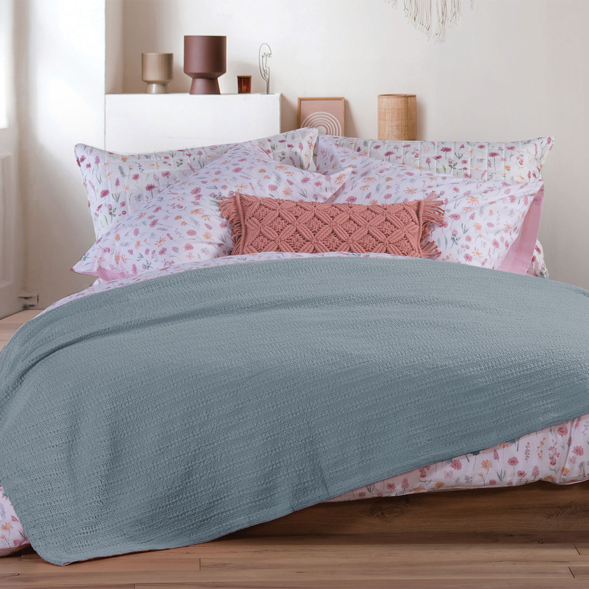 Κουβέρτα Πικέ Υπέρδιπλη (220x240) Nef-Nef Homeware Cool Dusty Blue