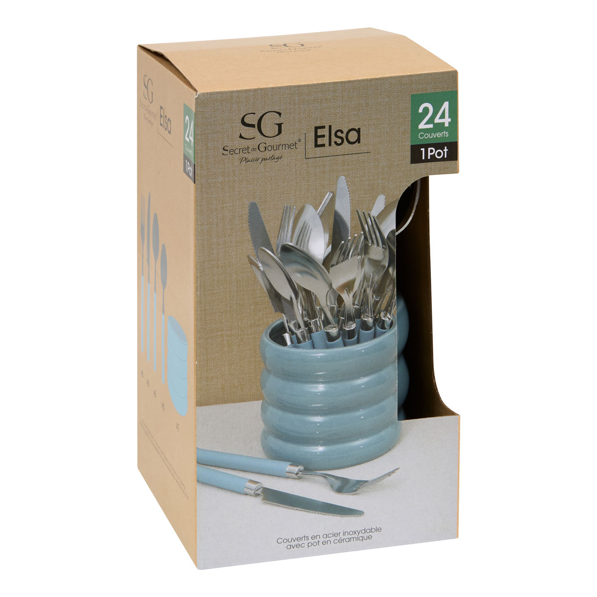 Μαχαιροπίρουνα με Βάση (Σετ 24Τμχ) S-D Elsa Blue 212364C Είδη Σερβιρίσματος Σετ Spitishop