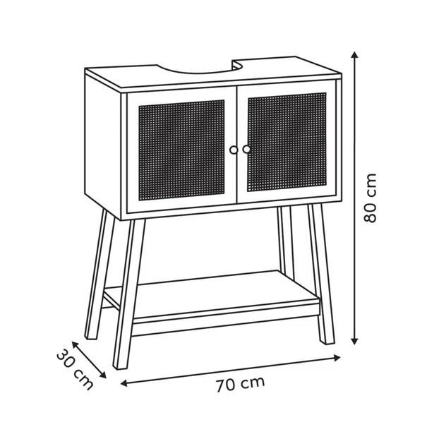 Ντουλάπι Νιπτήρα Μπάνιου Με Ράφι (70x30x80) F-V Cane 206928