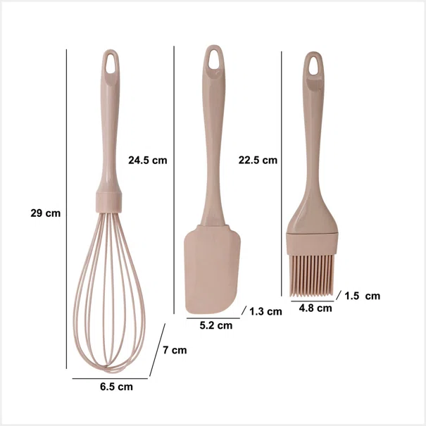 Εργαλεία Ζαχαροπλαστικής (Σετ 3τμχ) F-V Silicone 209620 (Τυχαία Επιλογή Χρώματος)
