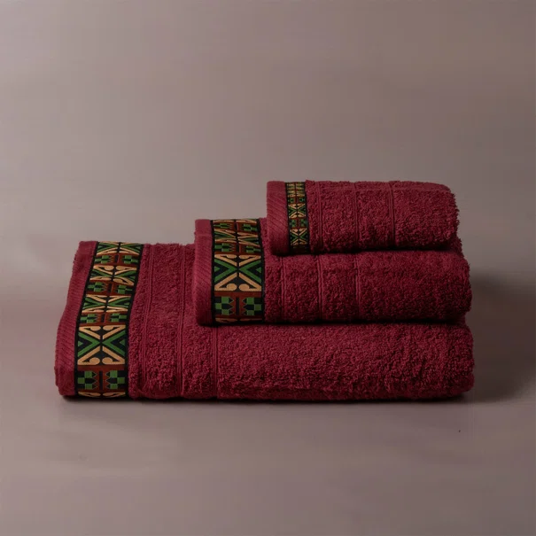 Πετσέτα Σώματος (70x140) White Fabric Perrin Bordeaux Green 500gsm
