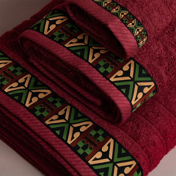 Πετσέτα Σώματος (70x140) White Fabric Perrin Bordeaux Green 500gsm