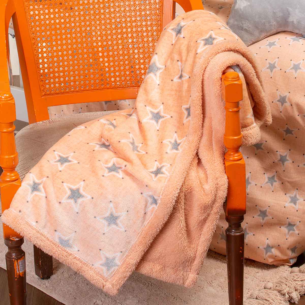 Κουβέρτα Fleece Αγκαλιάς Με Γουνάκι (80x105) Melinen Mini Stars Girl