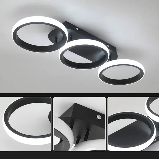 Φωτιστικό Οροφής Τρίφωτο LED Dimmable 3 CCT Homelighting Triplet Black 77-50474