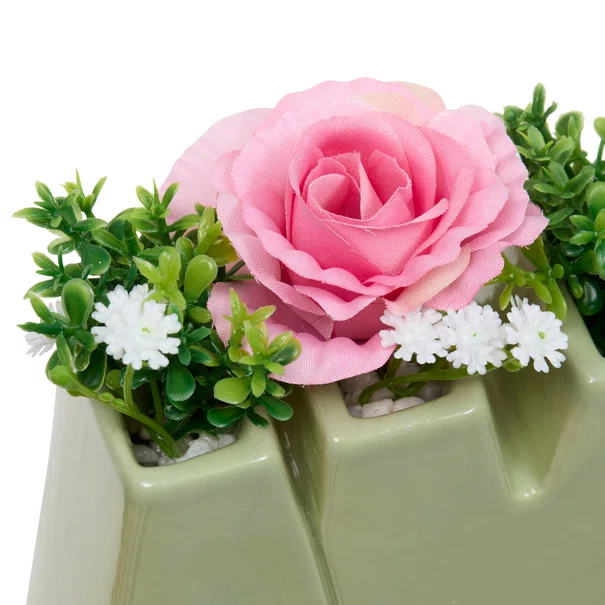 Τεχνητό Λουλούδι Σε Γλάστρα 26εκ. A-S Rose Flower 214015 Green