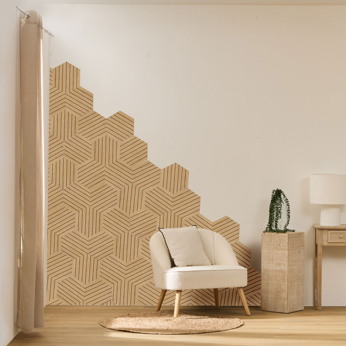 3D Πάνελ Τοίχου Ξύλινα (Σετ 3τμχ) A-S Colva Beige 212904D