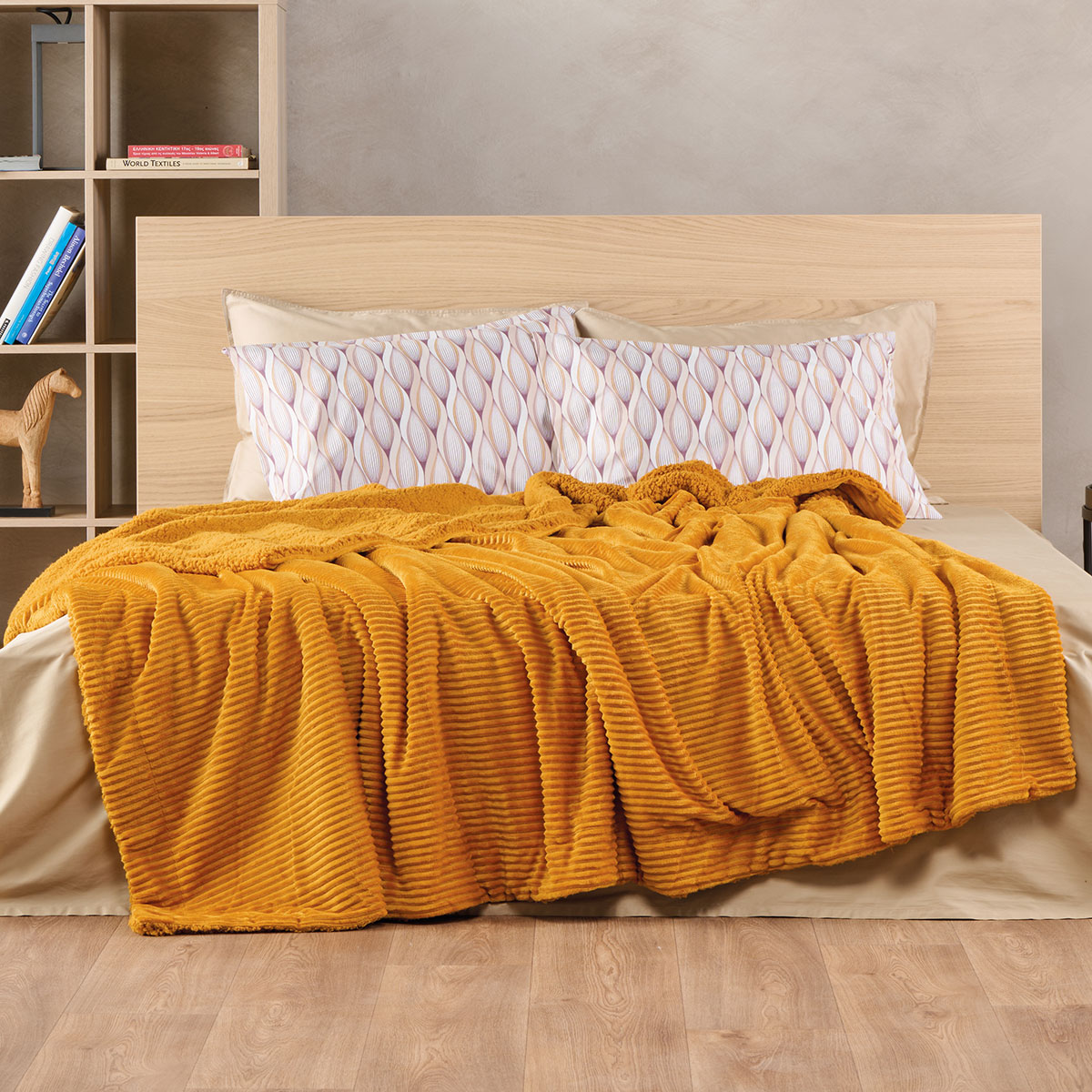Κουβέρτα Fleece King Size Με Γουνάκι (260x240) Kentia Versus Spencer 11 Ochre