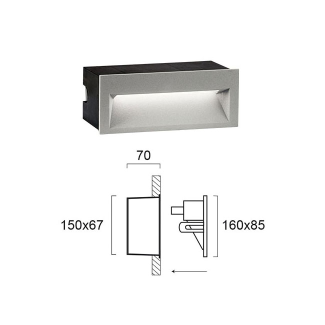Απλίκα Led Εξωτερικού Χώρου Χωνευτή Viokef Theta 4198900 Φωτιστικά Τοίχου Απλίκες Spitishop